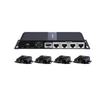 Antiference 1 to 4 Single Cat5/5e/6 Splitter with HDMI Loop and IR Control