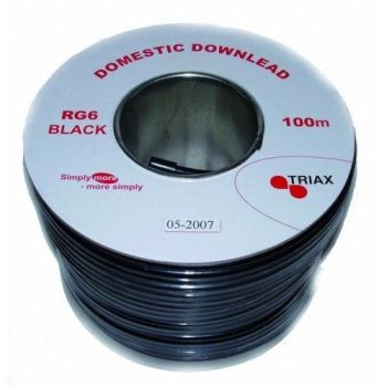 100m RG6 Type Coaxial Cable - Black
